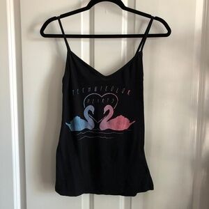 Technicolor Hearts band tank top black